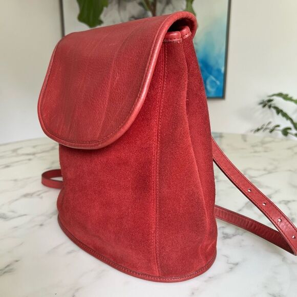 Coach Vintage Berkeley Convertible Backpack 9016 Red Leather and Suede Ruff Out main image 12